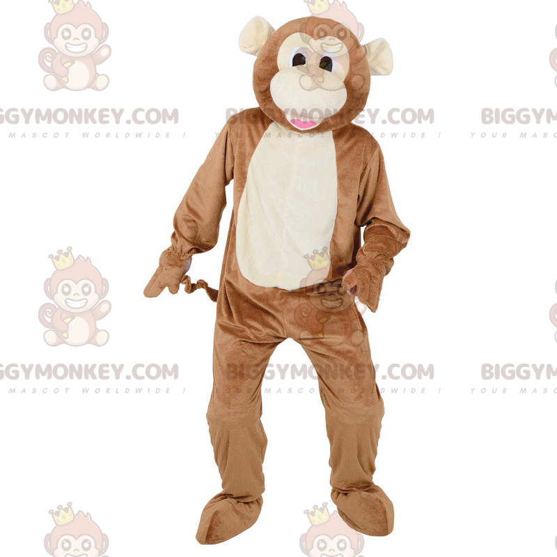 Bruine en witte aap BIGGYMONKEY™ mascottekostuum -