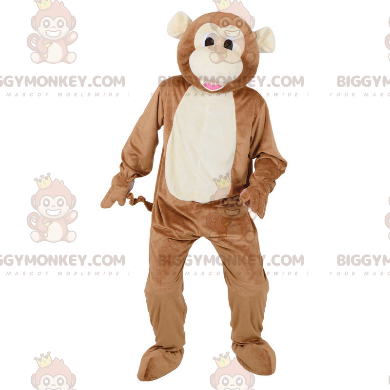 Costume de mascotte BIGGYMONKEY™ de singe marron et blanc -