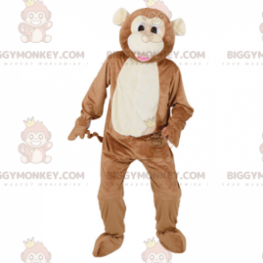 Traje de mascote de macaco marrom e branco BIGGYMONKEY™ –