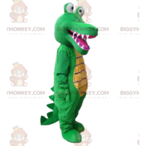 Costume de mascotte BIGGYMONKEY™ de crocodile vert et jaune