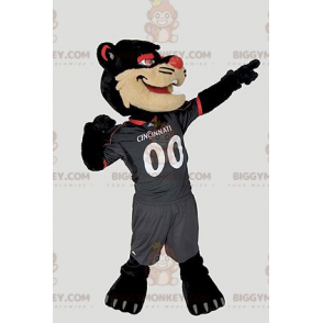 Costume da mascotte gatto nero beige e rosso BIGGYMONKEY™ -