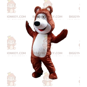 Bruine en witte teddybeer BIGGYMONKEY™ mascottekostuum