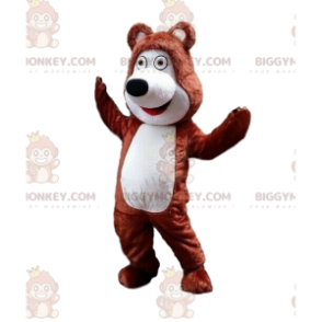 Disfraz de mascota de oso de peluche marrón y blanco