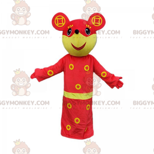 Costume de mascotte BIGGYMONKEY™ de souris jaune et rouge