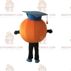 Orange BIGGYMONKEY™ Mascot Costume with Glasses and Grad Cap -