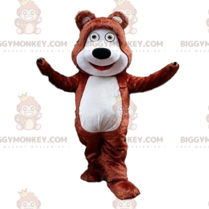 Brauner und weißer Teddybär BIGGYMONKEY™ Maskottchenkostüm