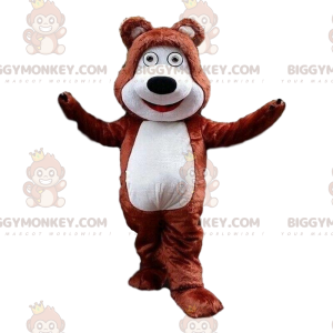 Traje de mascote de ursinho marrom e branco BIGGYMONKEY™, traje