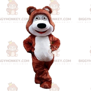 Καφέ και λευκό αρκουδάκι μασκότ BIGGYMONKEY™, στολή αρκουδάκι -