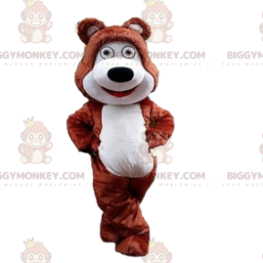 Traje de mascote de ursinho marrom e branco BIGGYMONKEY™, traje