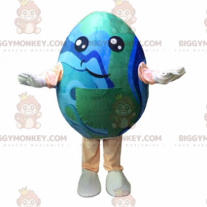 Giant Egg BIGGYMONKEY™ maskotdräkt i Planet Earth-färger -