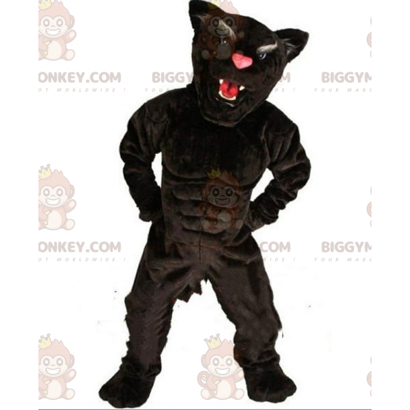 Costume da mascotte pantera nera BIGGYMONKEY™ Formato L (175-180 CM)