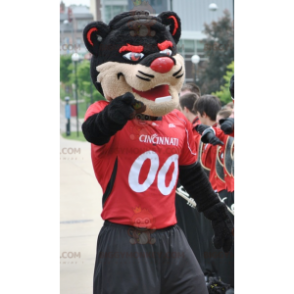Kostým maskota černé béžové a červené kočky BIGGYMONKEY™ –