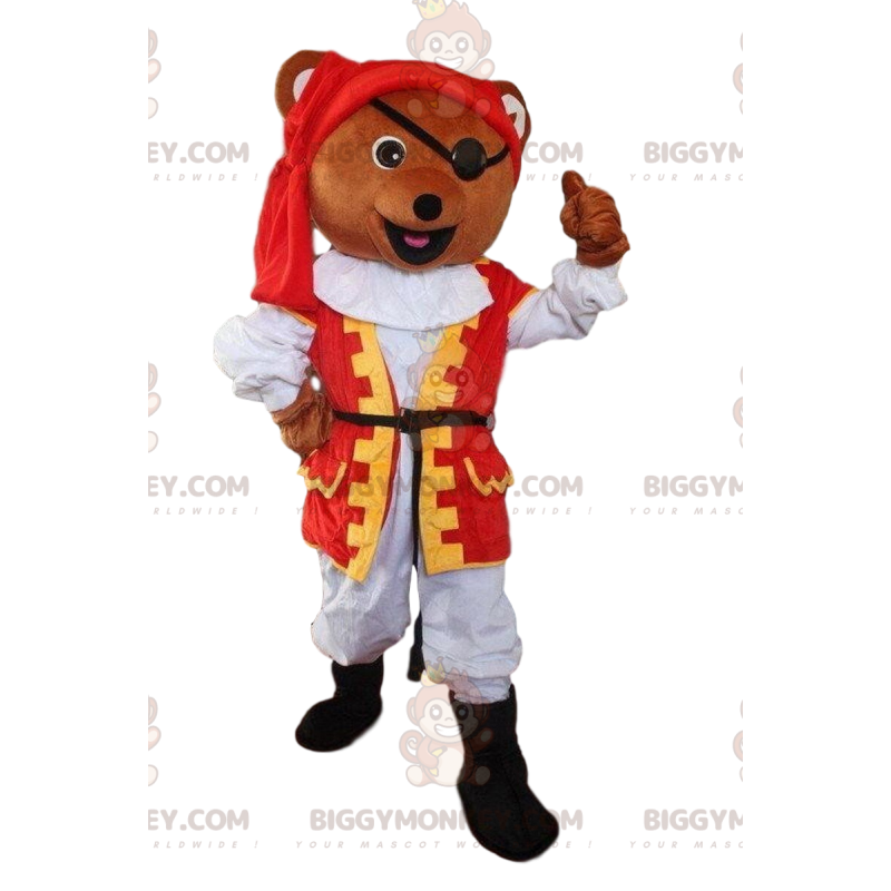 Bear BIGGYMONKEY™ mascot costume dressed as a pirate, pirate