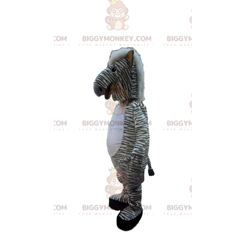 Kostým maskota BIGGYMONKEY™ bílé zebry s černými pruhy