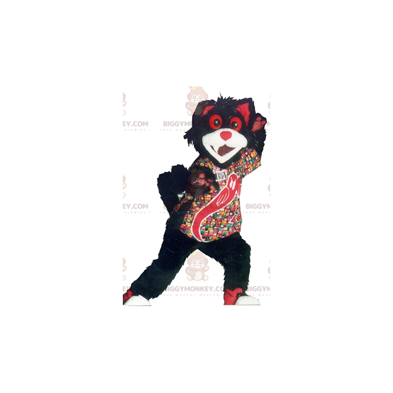 Black White and Red Cat BIGGYMONKEY™ Mascot Costume –