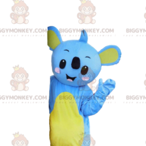 BIGGYMONKEY™ maskottiasu sinisestä ja keltaisesta koalasta