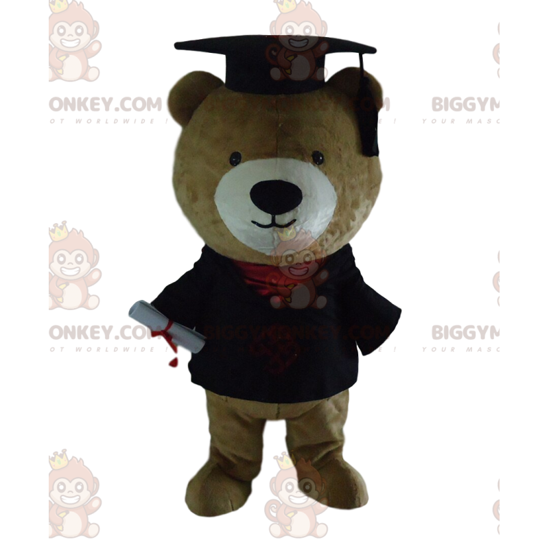 Traje de mascote BIGGYMONKEY™ de ursinho de graduação, fantasia