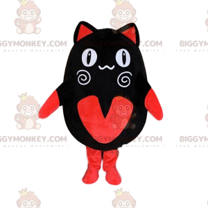Costume de mascotte BIGGYMONKEY™ de chat noir et rouge, costume