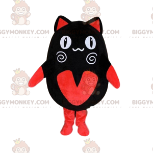 Traje de mascote de gato preto e vermelho BIGGYMONKEY™