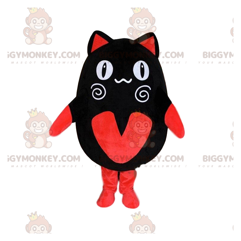 Costume de mascotte BIGGYMONKEY™ de chat noir et rouge, costume