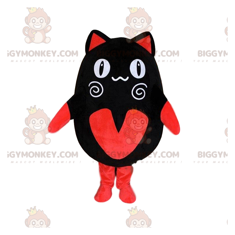 Svart och röd katt BIGGYMONKEY™ maskotdräkt, mangakostym