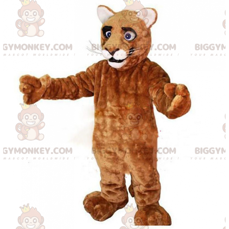 BIGGYMONKEY™ costume mascotte puma gigante, felino marrone