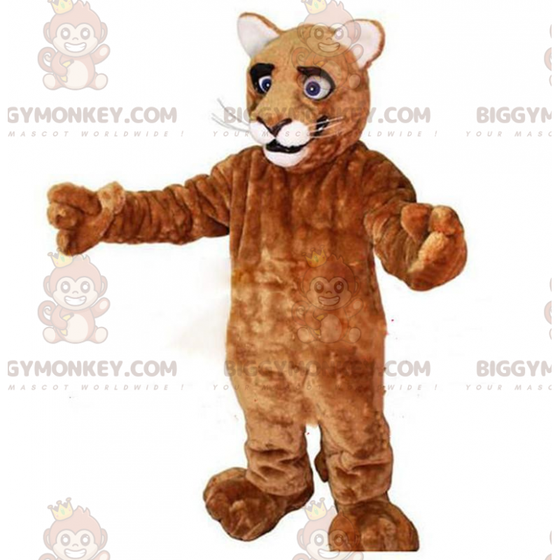 BIGGYMONKEY™ maskotti puma jättiläinen puma, ruskea kissa