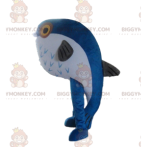 Blue and white fish BIGGYMONKEY™ mascot costume, sea costume –