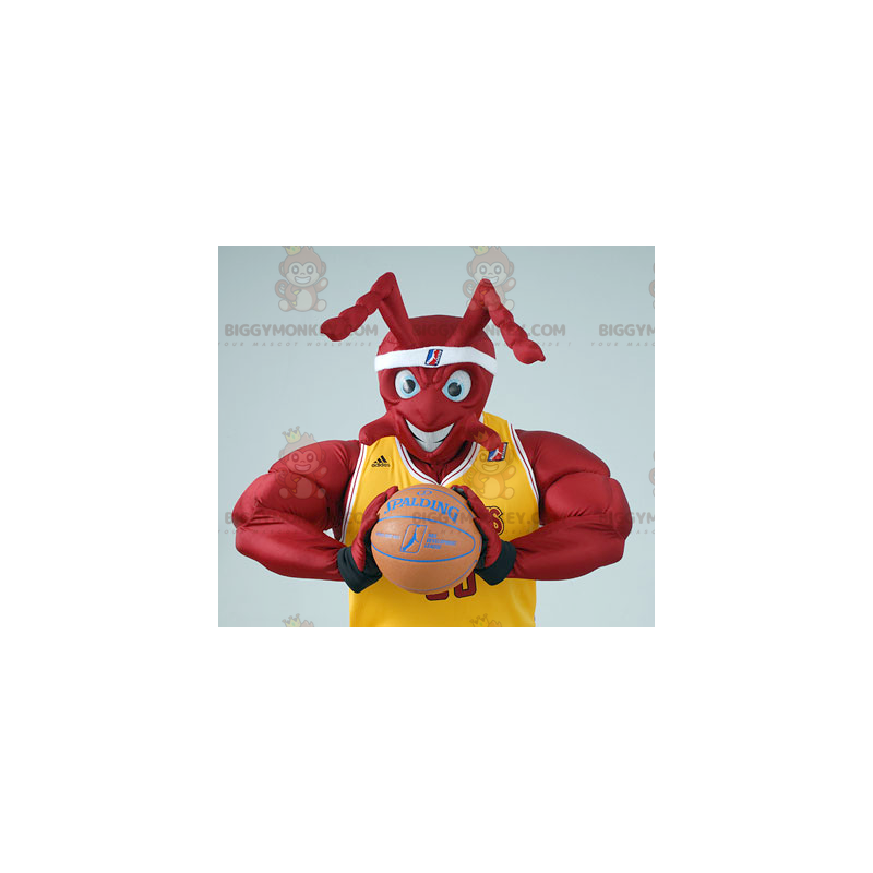 BIGGYMONKEY™ Muscle Red Myra Maskotdräkt i basketdräkt -