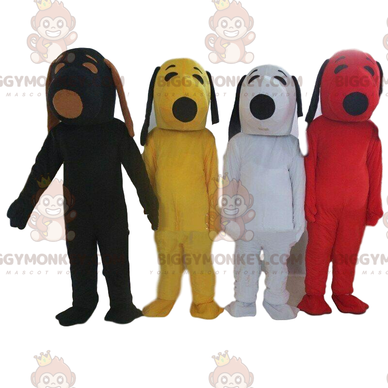 4 BIGGYMONKEY™s mascot of Snoopy in different colors, famous