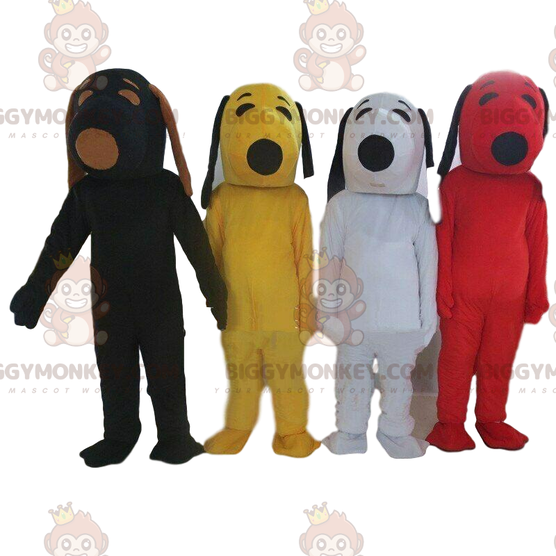 4 BIGGYMONKEY™s mascota de Snoopy en diferentes colores, trajes