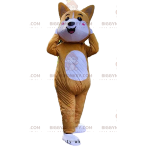Orange and White Fox with Pink Cheeks BIGGYMONKEY™ Mascot