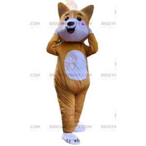 Traje de mascote BIGGYMONKEY™ de raposa laranja e branca com