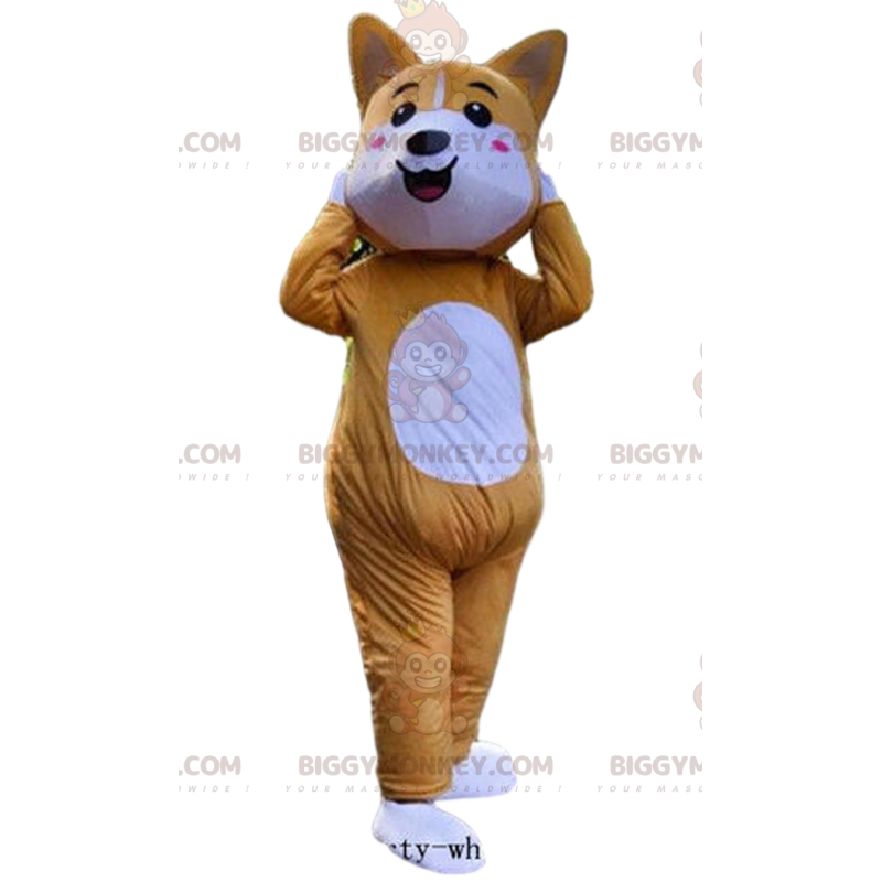 Traje de mascote BIGGYMONKEY™ de raposa laranja e branca com