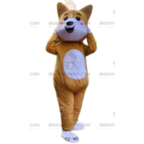 Traje de mascote BIGGYMONKEY™ de raposa laranja e branca com