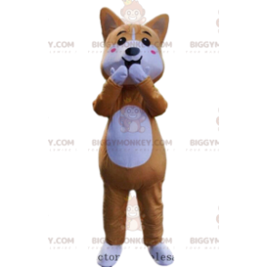 Traje de mascote BIGGYMONKEY™ de raposa laranja e branca com