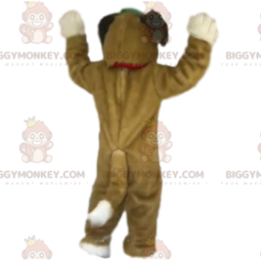 Bruine en witte hond BIGGYMONKEY™ mascottekostuum met kraag -