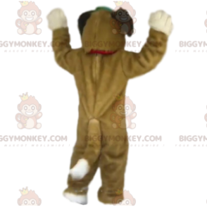 Costume de mascotte BIGGYMONKEY™ de chien marron et blanc avec