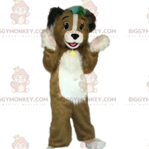 Brown and White Dog BIGGYMONKEY™ Mascot Costume with Collar -