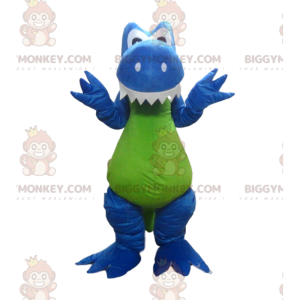 Traje de mascote de dinossauro azul e verde BIGGYMONKEY™, traje