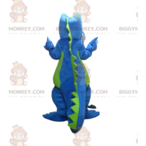 Blå og grøn dinosaur BIGGYMONKEY™ maskot kostume, dinosaur