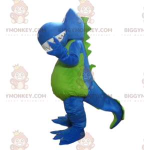 Costume de mascotte BIGGYMONKEY™ de dinosaure bleu et vert