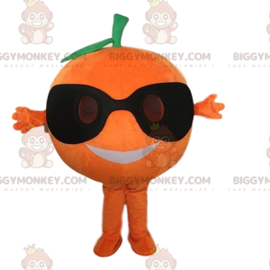 Orange BIGGYMONKEY™ maskotdräkt med solglasögon, jättefrukt -