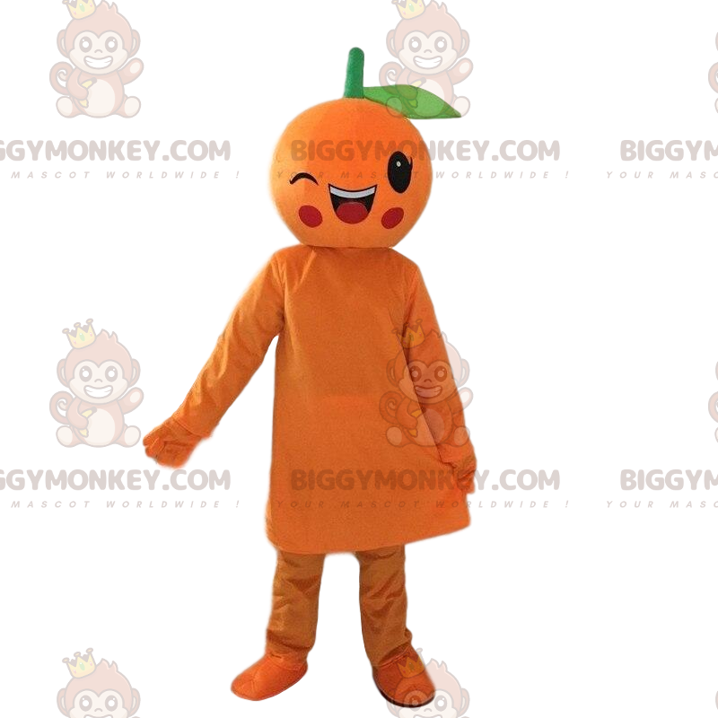 Γιγαντιαία πορτοκαλί στολή μασκότ BIGGYMONKEY™ που κλείνει το