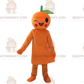 Orangefarbenes BIGGYMONKEY™-Maskottchen-Kostüm mit einem