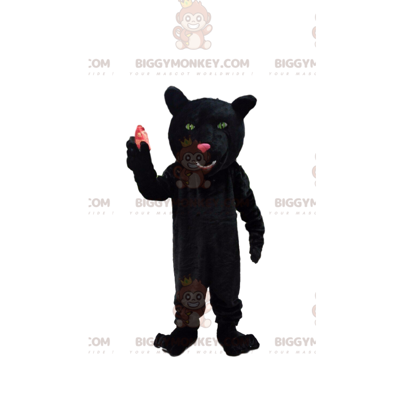 Costume de mascotte BIGGYMONKEY™ de panthère noire, costume de