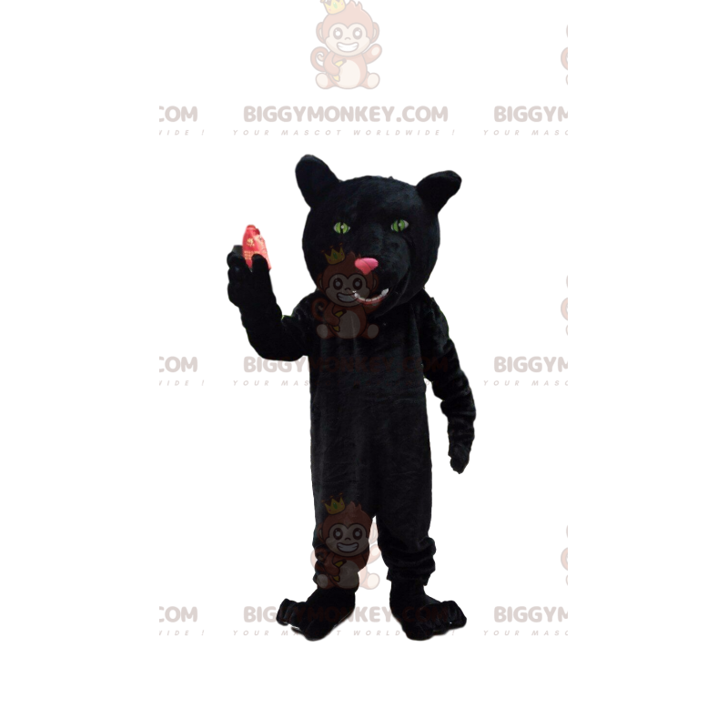 Mascotte kostuum zwarte panter BIGGYMONKEY™, kostuum zwarte kat
