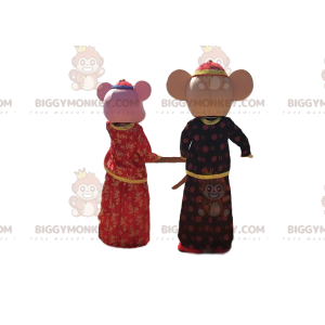 2 mouse mascot BIGGYMONKEY™s in traditional Asian outfits -