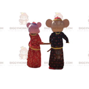 2 mouse mascot BIGGYMONKEY™s in traditional Asian outfits -