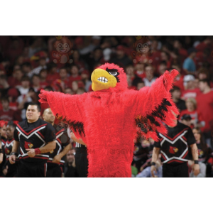Traje de mascote vermelho preto e amarelo águia BIGGYMONKEY™ –